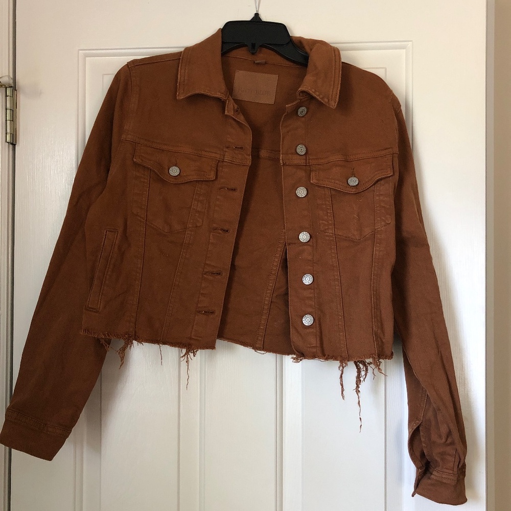 Judy Blue S Crop Distressed Brown Jacket